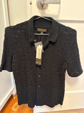NWT TRUTH Men’s Crochet Knit Short-Sleeve Polo